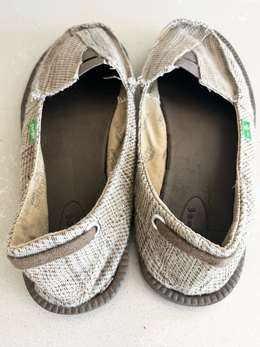 Sanuk Sunbrella Women's Flats Shoes Brown Casual Slip On Boat Shoes Size 8 - Picture 7 of 13
